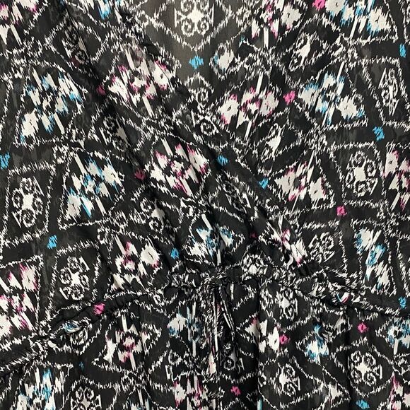 Torrid Size 3 Sheer Ikat Maxi Dress – Black White Pink Turquoise Print - Picture 6 of 12